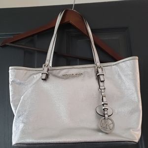Silver Michael Kors small tote.